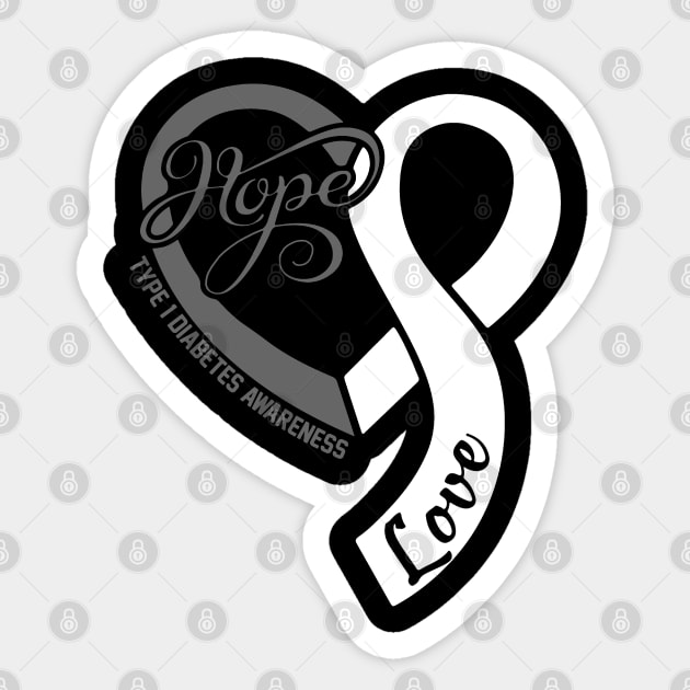 Type 1 Diabetes Awareness Hope Love Heart Ribbon Happy Valentines Day- Love Shouldn't Hurt Stop Sticker by DAN LE